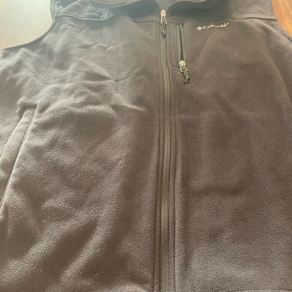 Women’s Columbia vest large Charcoal Fleece Jacket full zip comfy relaxed casual
